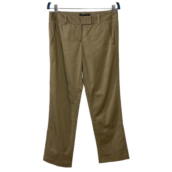 109. BCBG Denise The Tuxedo Cotton Khaki Pant Trousers Size 0 Straight Low Rise - Picture 1 of 12